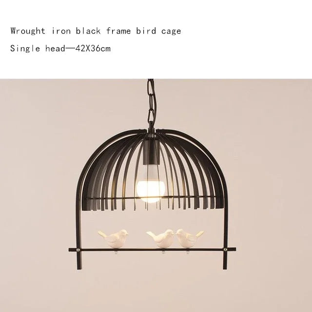 Nordic Resin Iron Bird Cage Chandelier For Dining Room Kitchen Restaurant Cafe Indoor Decoration Hanging Lamp Light Fixtures