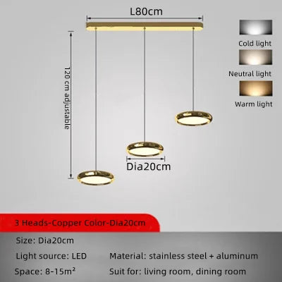 lustre en aluminium led design plaqué circulaire