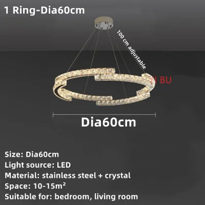 lustre nordique en cristal acier inoxydable miroir led intérieur