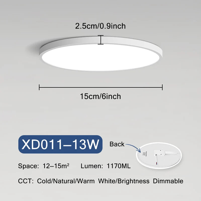 plafonnier led ultra mince moderne rond montage en surface
