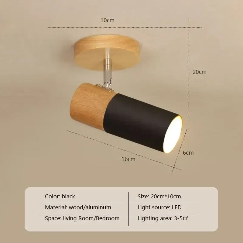 plafonnier nordique en bois à led rotatif multi-têtes décoratif