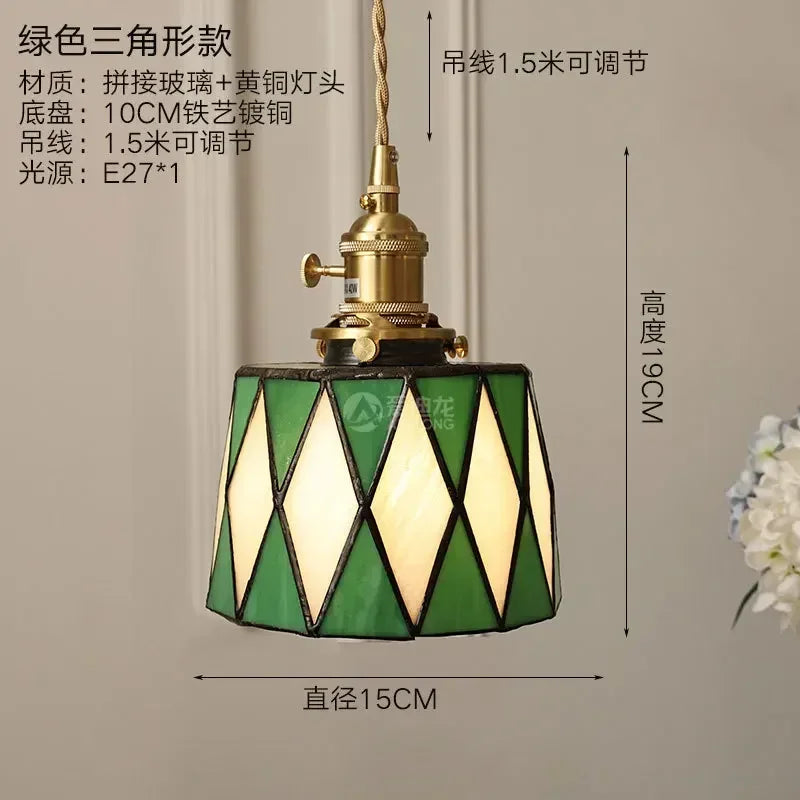 lustre en verre fait main style tiffany pour décoration intérieure