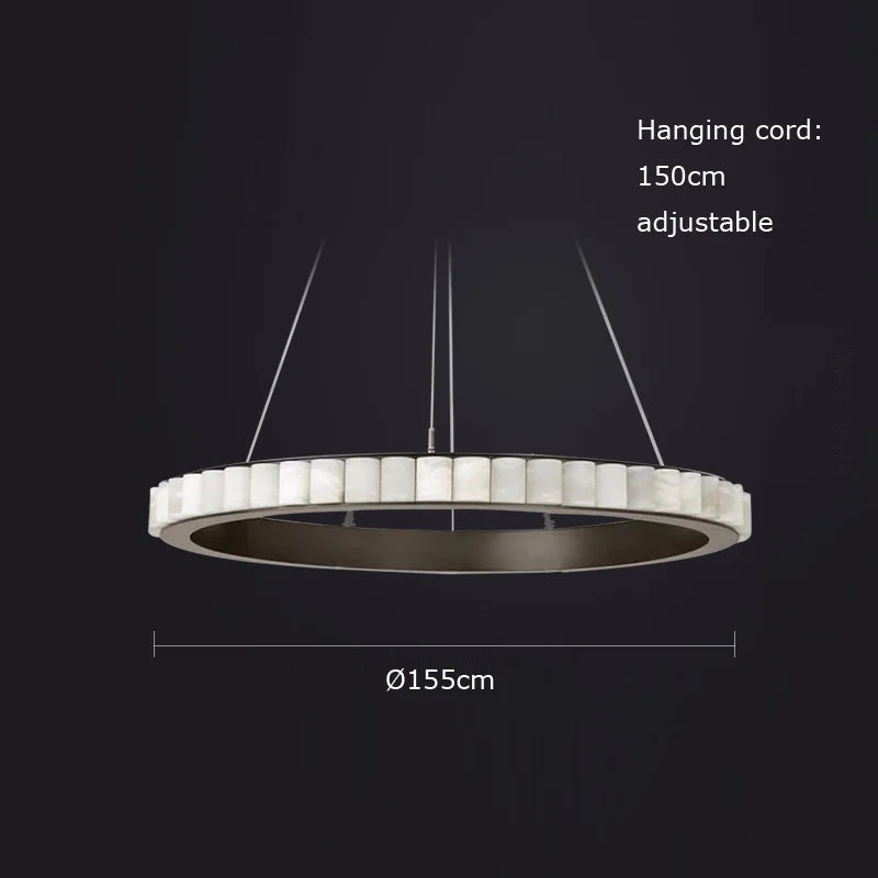 Lustre design anneaux LED postmoderne marbre or noir rond design pour salle à manger