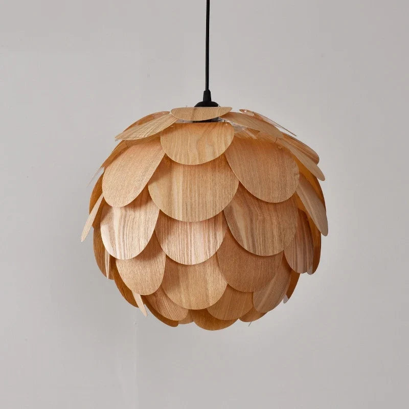 lustre créatif en bambou forme fruits de pin éclairage nordique led