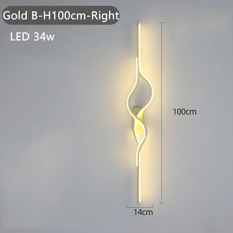 Modern Living Room Long Wall Lights with Anlter Design Gold Black TV Background Decorative Wall Lamp for Bedroom Remote Control