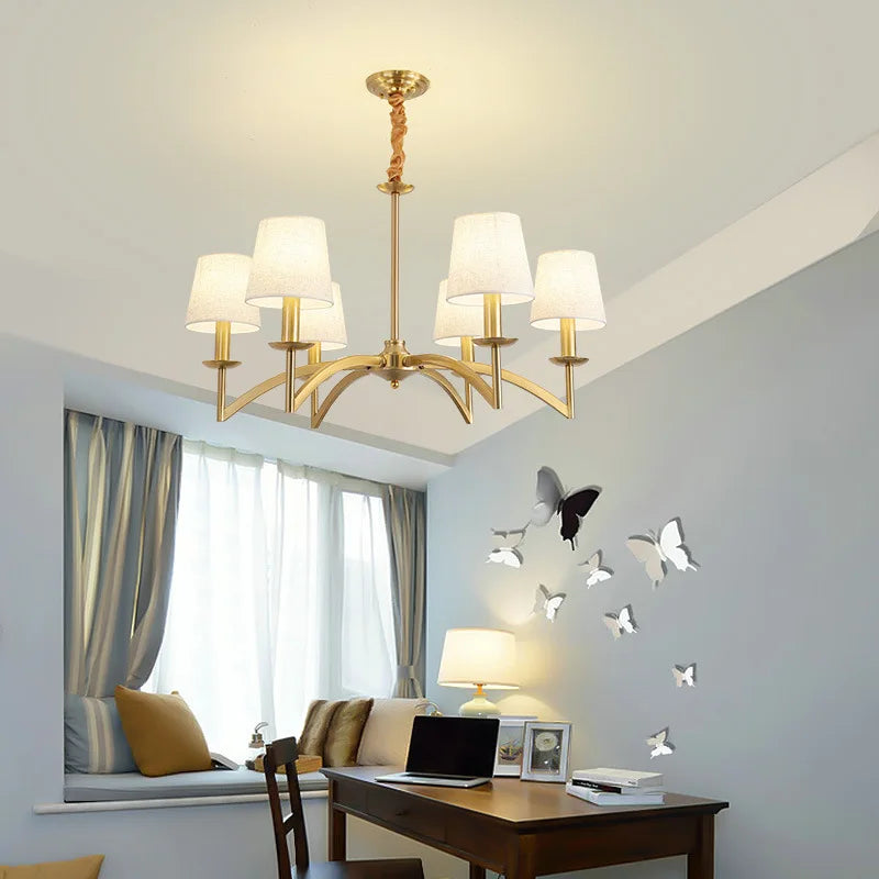 lustre rétro américain tissu led décoration cuisine éclairage suspendu