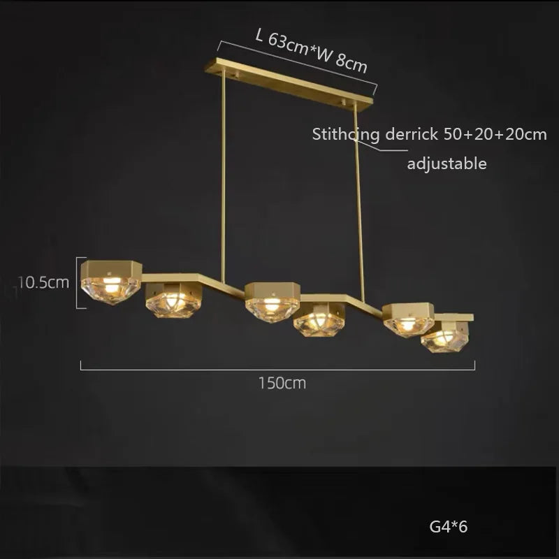 led décorative en cuivre avec suspension réglable pour salon