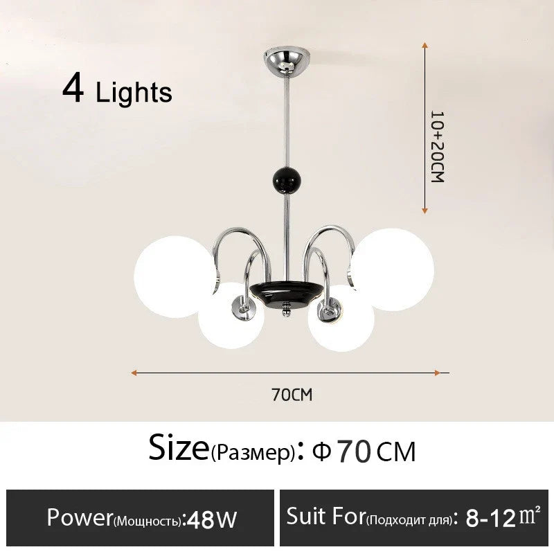 lustre nordique moderne en chrome avec éclairage led