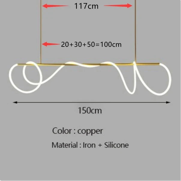 Modern minimalist hose LED restaurant chandelier used for kitchen, bar, hanging, lighting, and decorative lighting fixtures