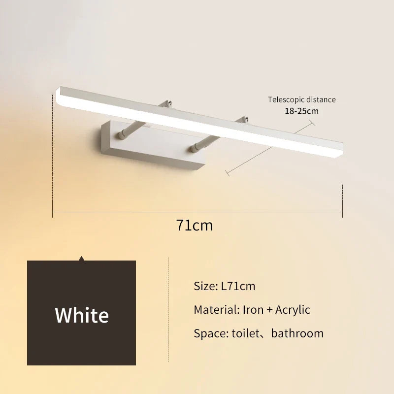 lampe de miroir led minimaliste moderne réglable et rétractable