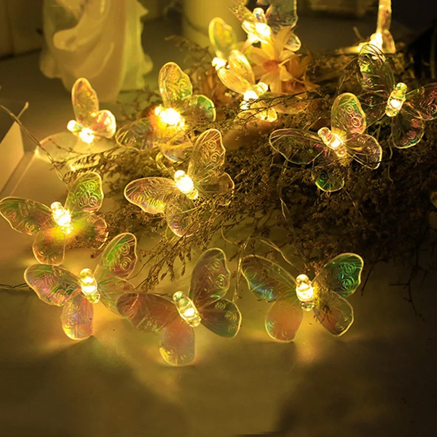 guirlande lumineuse papillon à led pour décoration festive