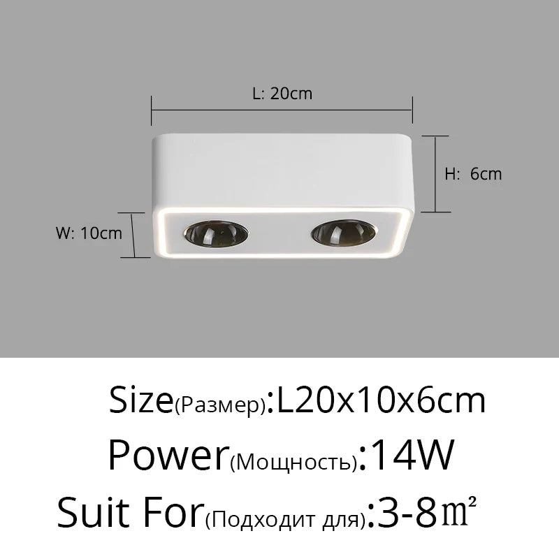 Spot carré led anti-éblouissement monté en surface