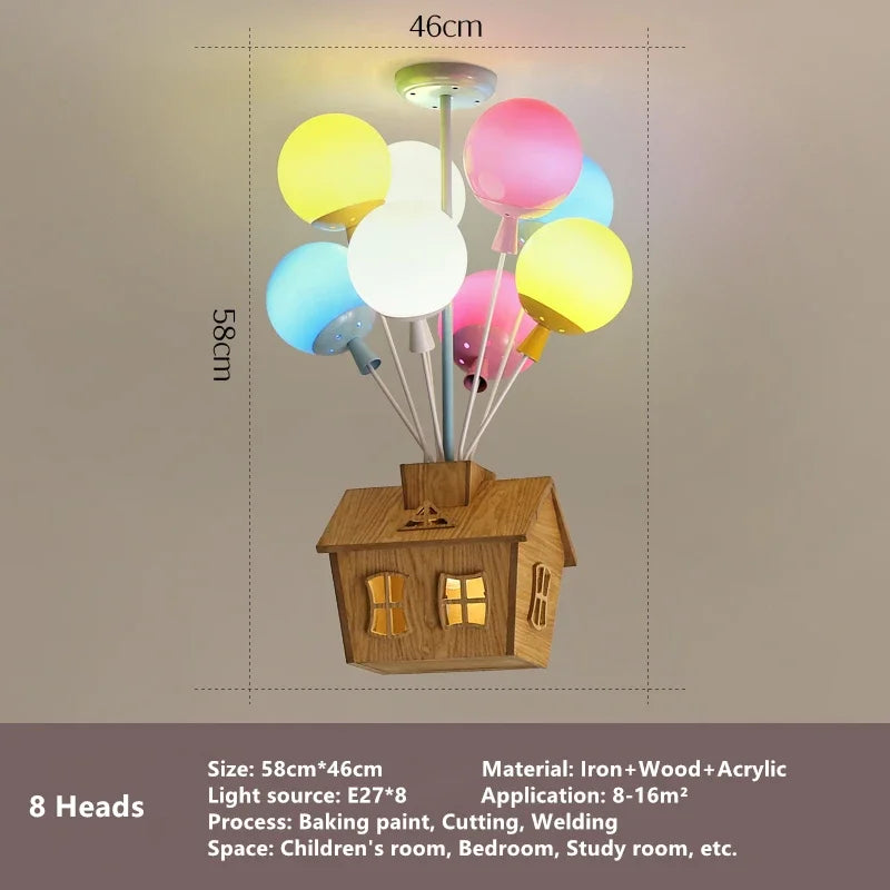 suspension moderne led ballon dessin animé pour enfants