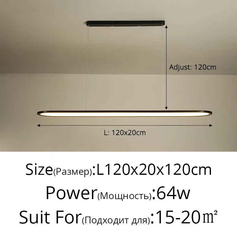lustre moderne nordique simple led rectangulaire pour bar