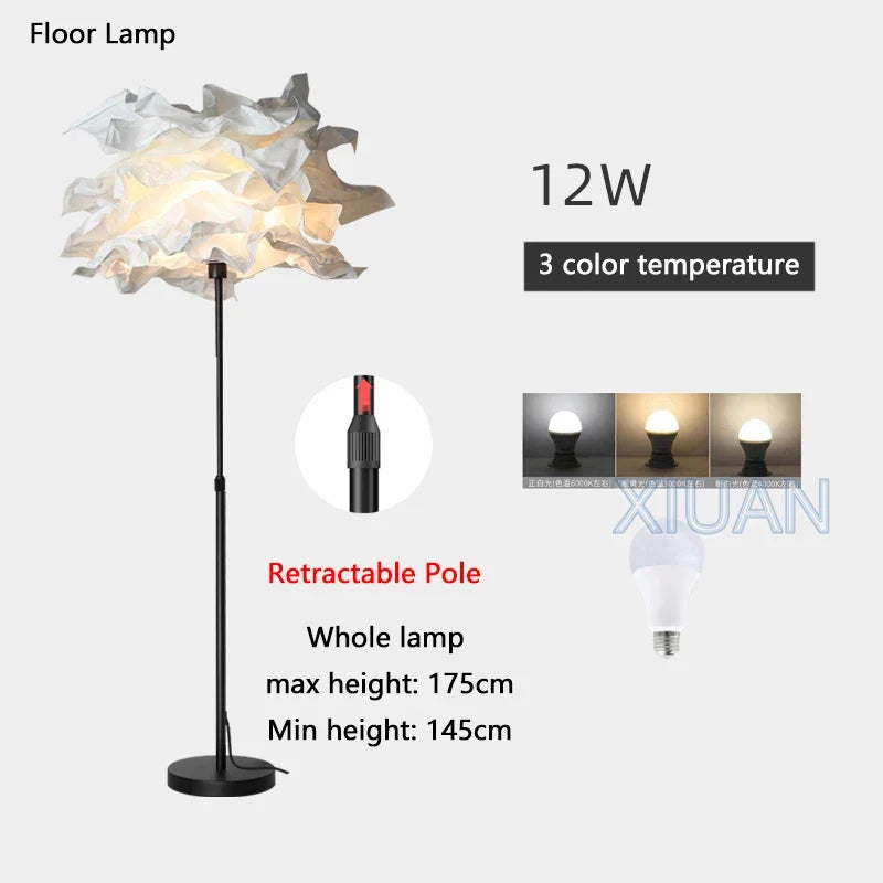 lampadaire créatif en papier avec poteau rétractable pour hôtel