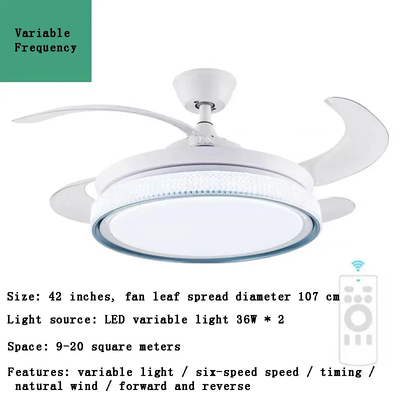plafonnier led intelligent à pales rétractables design moderne