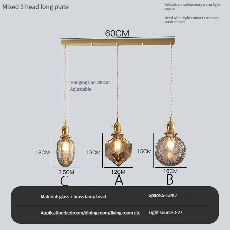 lustre vintage edison avec ombre en verre cristal pour bar loft