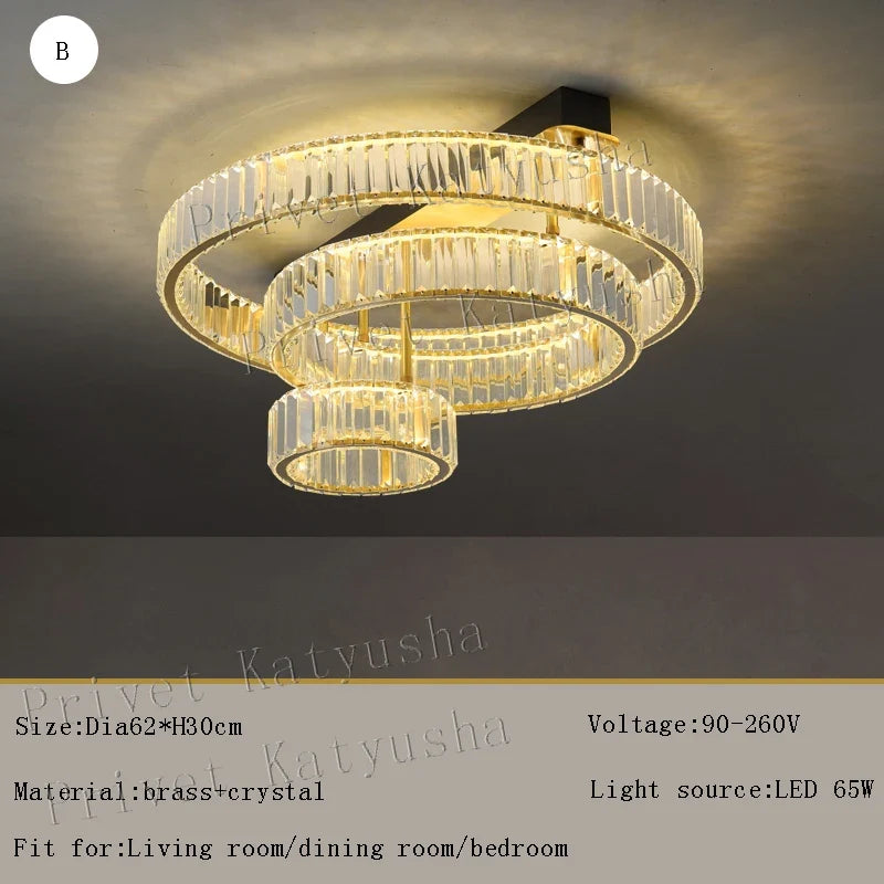 plafonnier de luxe en cuivre et cristal décoration moderne