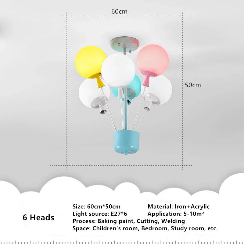 suspension moderne led ballon dessin animé pour enfants