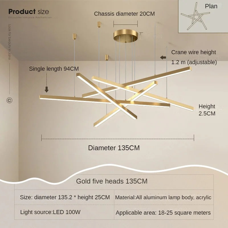 lustre suspendu moderne pour décoration intérieure lumineuse