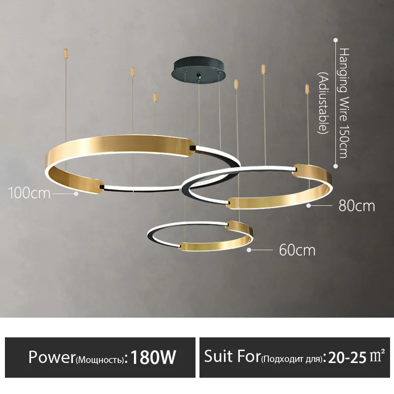 lustre moderne en anneau design pour décoration intérieure