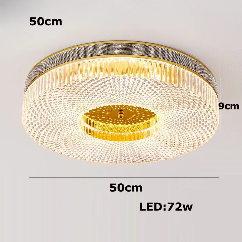 plafonnier led moderne à intensité variable en cristal doré argenté