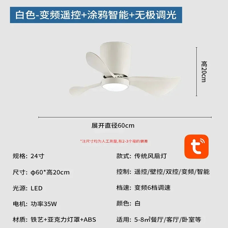 plafonnier ventilateur à conversion de fréquence style nordique simple