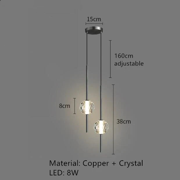 suspension LED en laiton design moderne avec cordon réglable