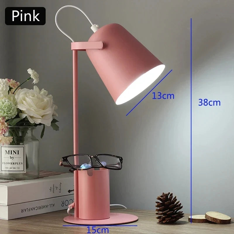 lampe de table led réglable style nordique avec porte-stylo protection yeux