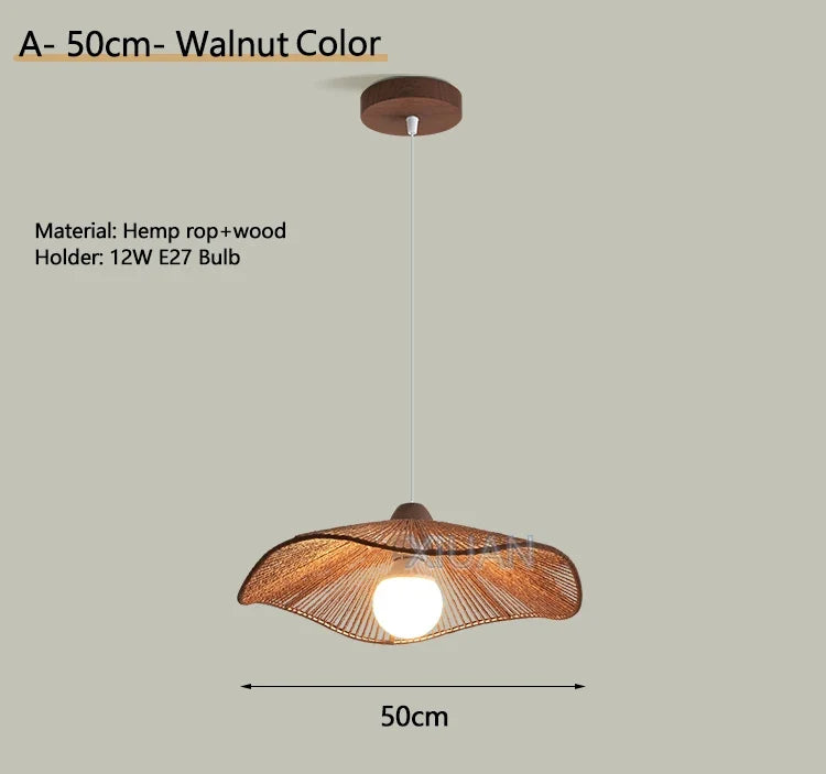 lustre suspendu wabi-sabi en corde de chanvre