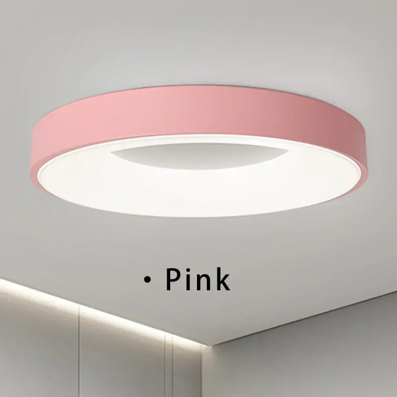 plafonnier led macaron moderne circulaire grain de bois réglable
