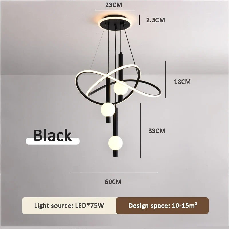 lustre moderne léger avec éclairage led pour intérieur