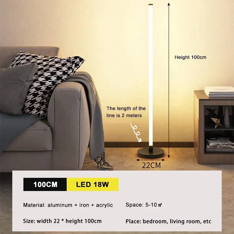 Lampadaire LED moderne longue bande lumineuse chambre salon Luminaire étude éclairage Vertical chambres de chevet décor luminaires Lustre