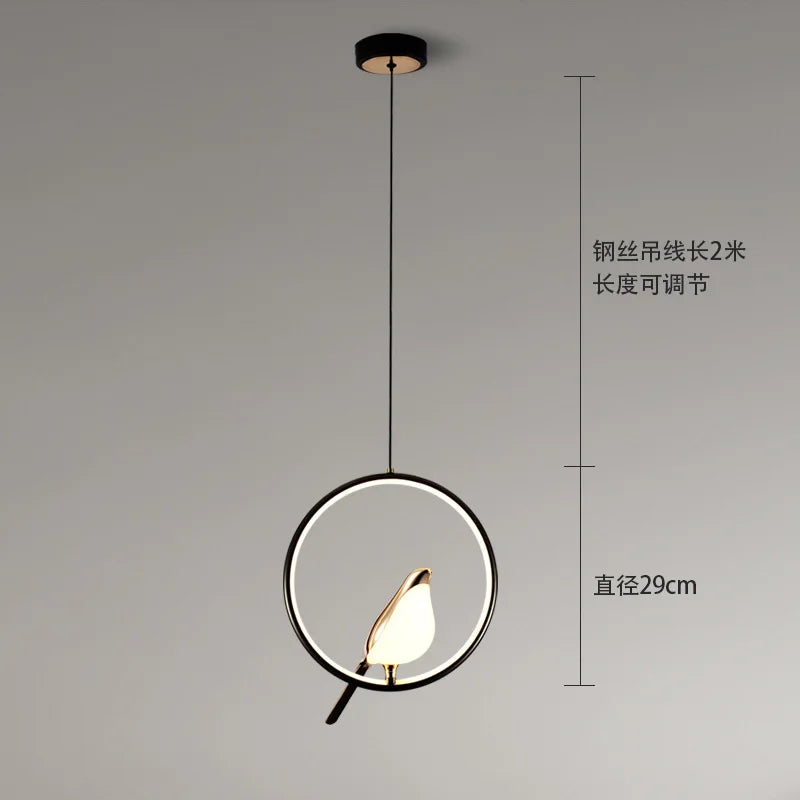 lustre nordique or acrylique avec oiseaux bar led suspendus