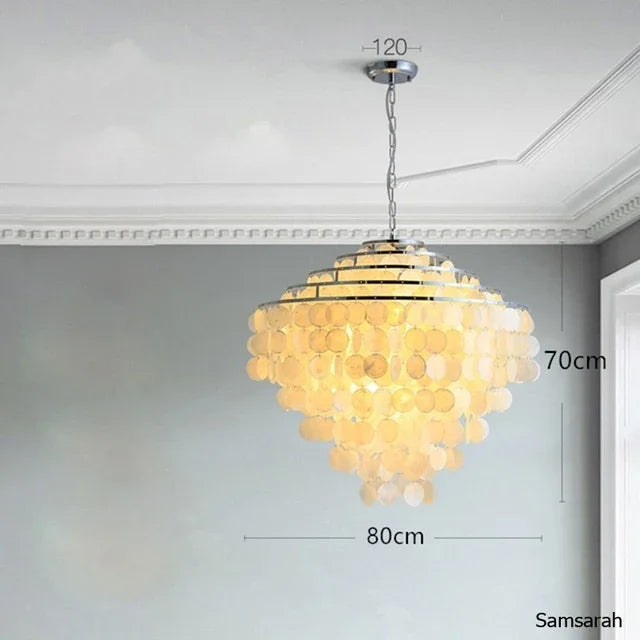 lustre nordique en coquillage avec luminaire à led