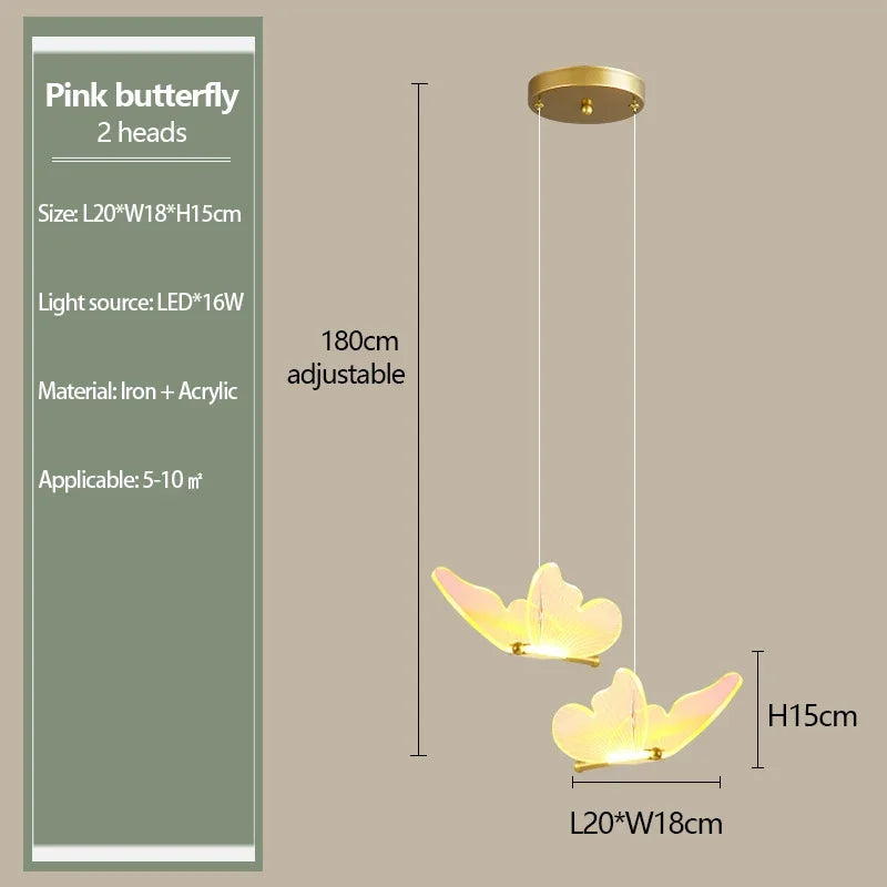 lustre papillon transparent design nordique suspension led