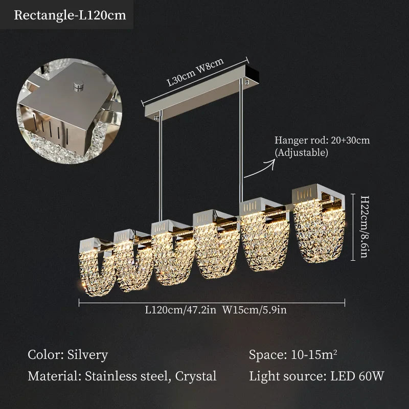 suspension en cristal de luxe pour décoration intérieure moderne