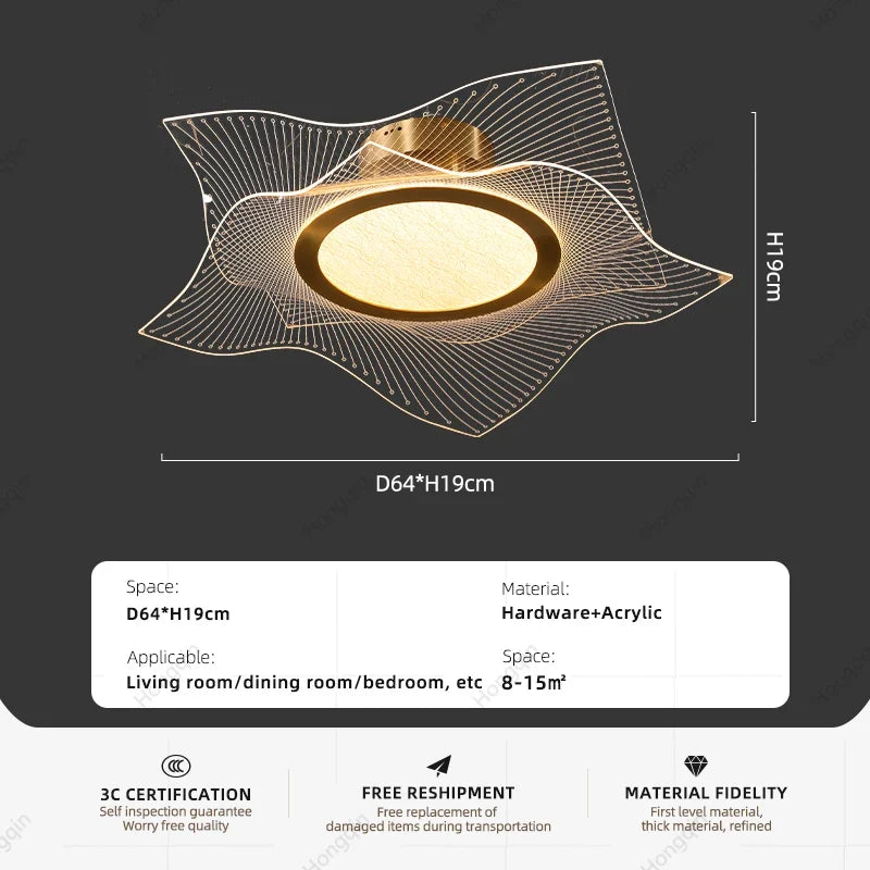 lustre doré à led au style luxueux pour intérieur élégant