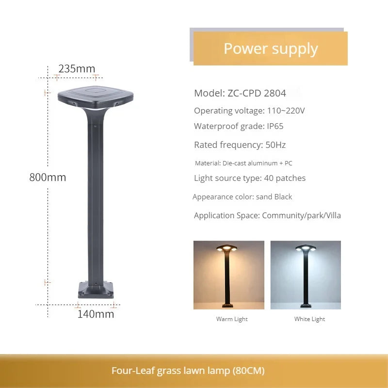 lampadaire solaire led étanche pour jardin en silicium monocristallin