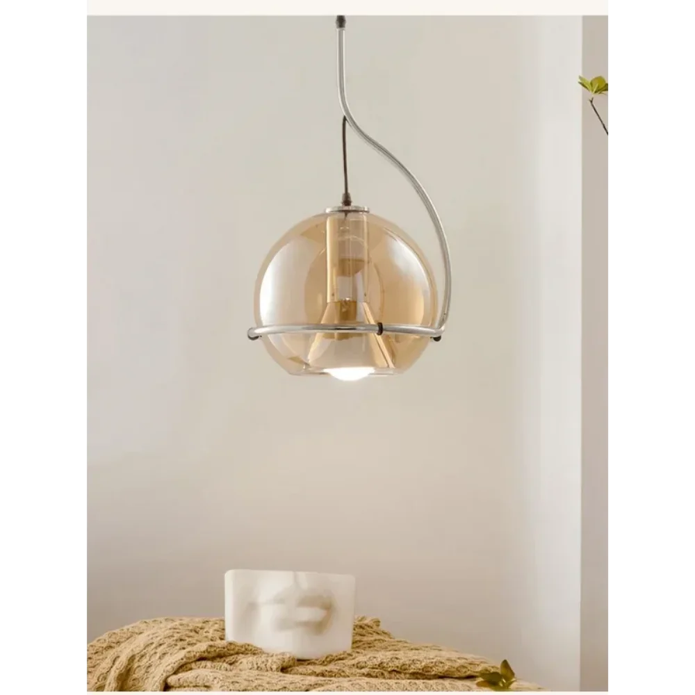 lustre boule en verre style nordique pour éclairage rétro