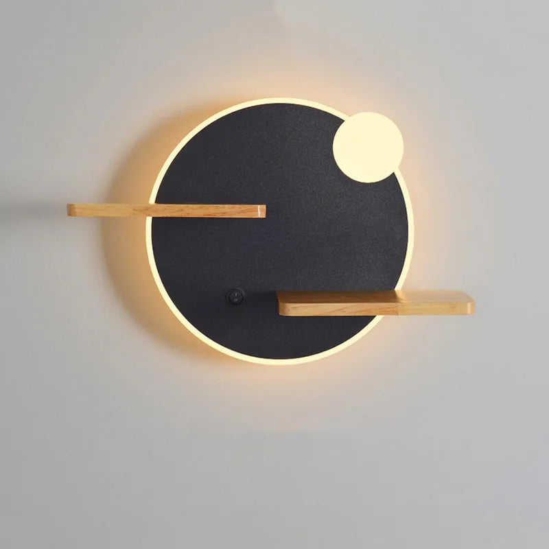 Applique murale led nordique avec étagère et chargeur usb