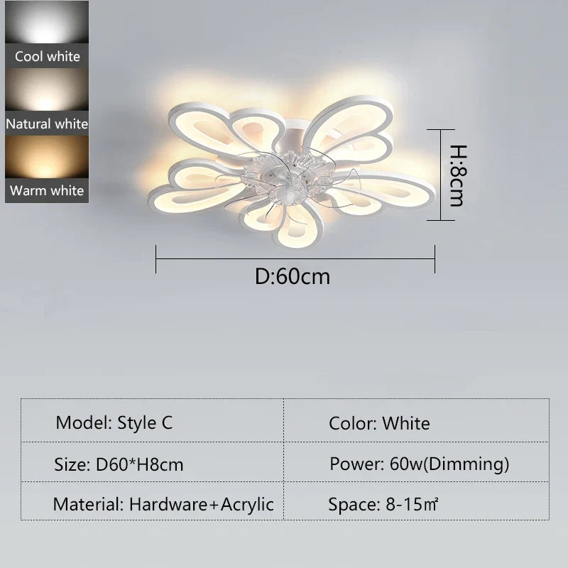Busmos Fan LED Pendant Lamp Modern LED Pendant Lamp For Living Room, Bedroom, Studio Fan LED Pendant Lamp Dimmable White