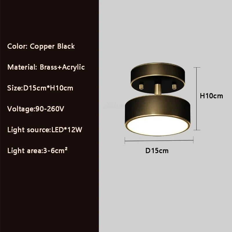 plafonnier cuivre led simple rond vestiaire