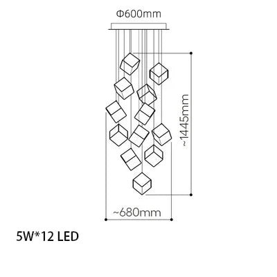 Modern cubic design villa pendant lights, Nordic living room, hotel lobby lights, restaurant, bar interior decoration lights