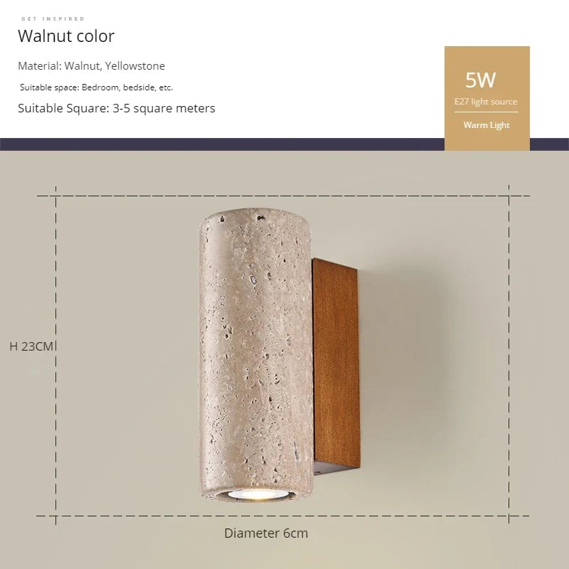 applique murale led wabi-sabi en pierre naturelle