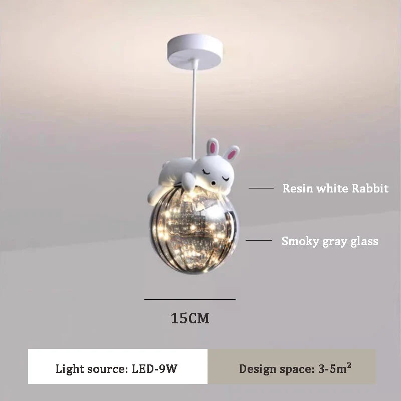 lustre moderne mignon pour chambre d'enfants ours et lapin