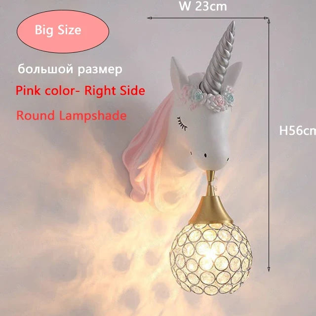 Applique murale résine LED licorne chambre fille princesse
