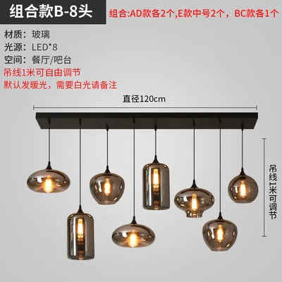 lustre nordique en verre pour éclairage moderne de restaurant et café