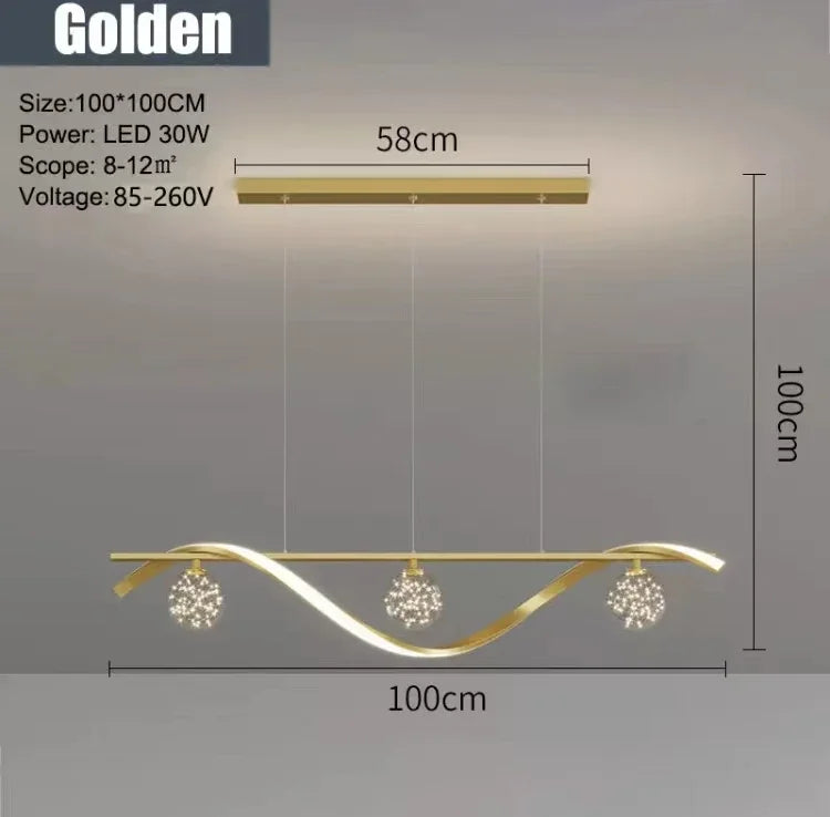 Modern Nordic Style LED  Luxury Long Strip Table Lamp Creative New Dining Room Bar Simple Modern Chandelier