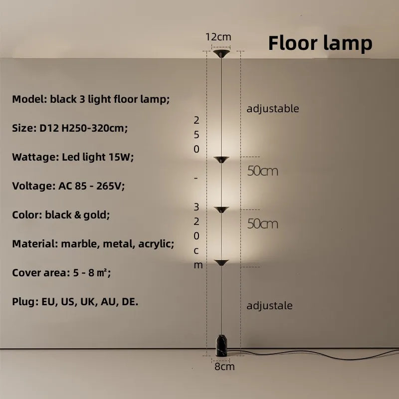 Minimalisme nordique chevet lampadaire Led moderne Simple réglable en métal lampadaire marbre canapé décor éclairage Led Luminaria